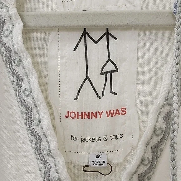 Jonny Was Pete & Greta White 100% Linen Chunky Tassel Boho Drop Waist Dress XS - Picture 5 of 16